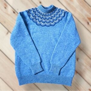 Cozy Vintage Blue Hand Knit Sweater